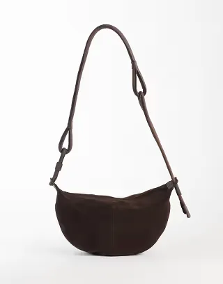 ASOS DESIGN suede sling crossbody bag in chocolate