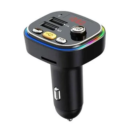 Foqnuq Qc3.0 Fast USB Car Charger, Wireless Bluetooth FM Transmitter, Hands-Free Calling, MP3 Player with Dual USB Ports