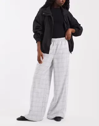 adidas Originals plaid track pants in gray
