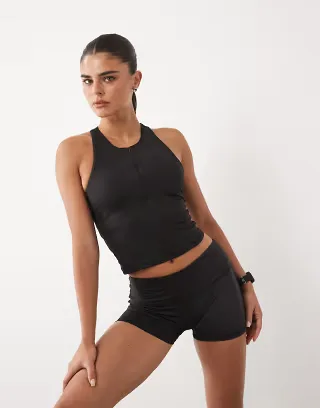 4505 active 3 inch high waist booty shorts in black