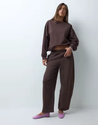 ASOS DESIGN Barrel leg brushback sweatpants in burgundy