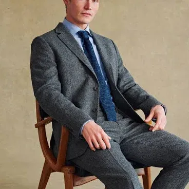 Mens Barbour Grey Herringbone Slim Fit Suit Jacket - Grey