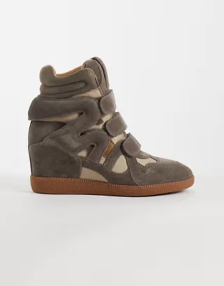 Steve Madden Mavis wedge sneakers in taupe suede