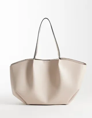 ASOS DESIGN pinched seam tote bag in stone