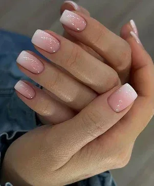 24pcs Short Square Press-On Nails, Pastel Pink Ombre, Cute & Sweet Style, Suitable For Women And Girls Nail Art Nail Sup