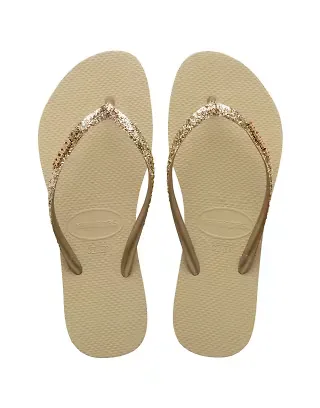 Havaianas slim glitter flip flops in sand gray