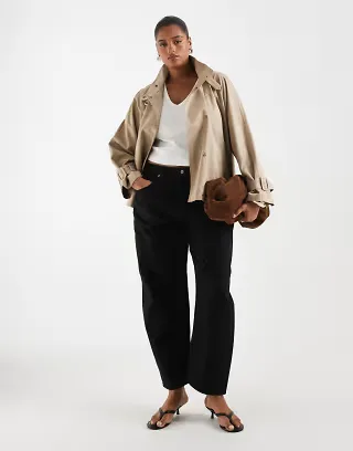 ASOS DESIGN Curve slim barrel leg jeans in black