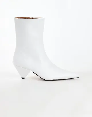 Topshop Kiki cone heel ankle boot in off white