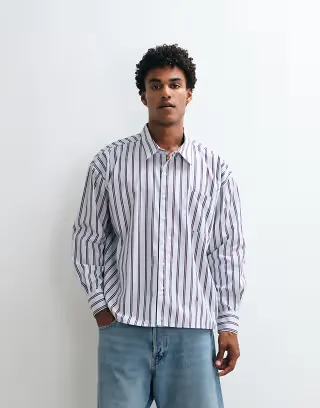 Reclaimed Vintage long sleeve oversized shirt in pink striped print