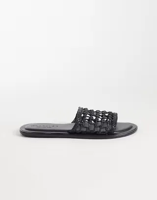 ASOS DESIGN Fabiola premium woven mule sandals in black leather