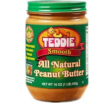 Teddie All Natural Peanut Butter Smooth 3pk gluten Free & Vegan 16 Ounce glass (Smooth Pack of 3)
