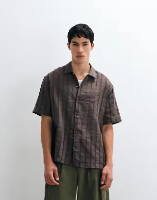 ASOS DESIGN oversized textured shirt in brown