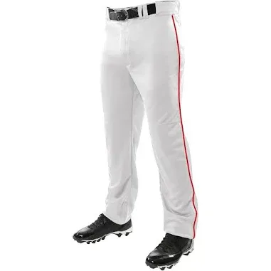 Champro Youth Triple Crown Open Bottom Baseball Pants with Piping: BP91UY Youth Small / White-Scarlet