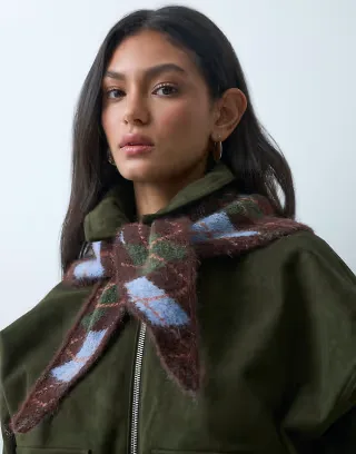 Accessorize argyle triangle scarf in dark multi