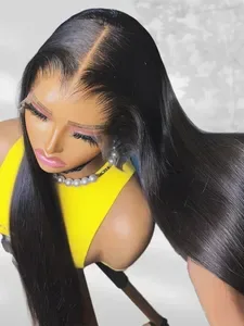 Wear Go 360 Full Lace Wigs - 40 Inch 200 Density Straight Human Hair Wigs - 13x6 HD & 13x4 Glueless Lace Front Black