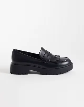 London Rebel Palmer tassel chunky loafers in black