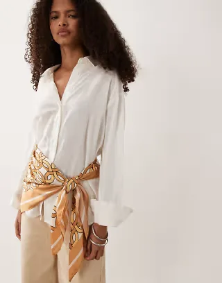 ASOS DESIGN large scarf in gold monogram print