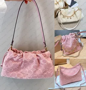Designer Bag Faye pink denim Tote Bag Luxury Drawstring Closed Leather Small Square Magnetic Buckle Handbag Shoulder Bag