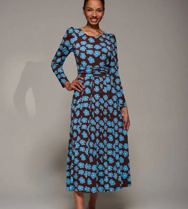 Jolie Moi Women's Puff Long Sleeve Jersey Maxi Dress