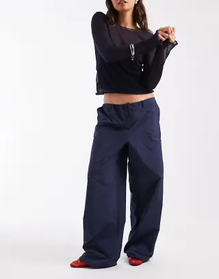 ASOS DESIGN cargo techy pull on trouser in navy