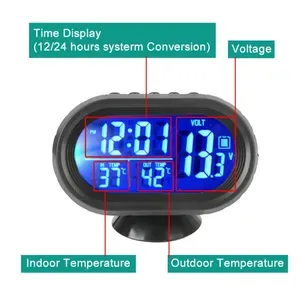 Bluetooth Handsfree Car Kit 12V Car Clock Digital 3.5mm AUX audio receiver LCD Voltmeter Thermometer Auto Test Electroni