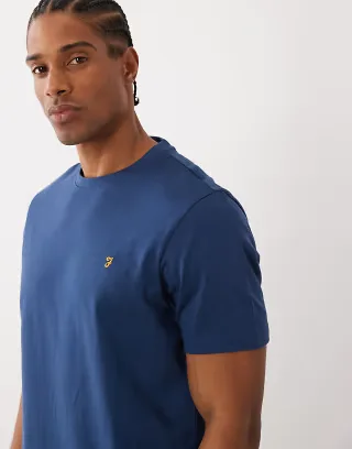 Farah Danny regular logo T-shirt in dark blue