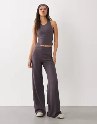 4505 Icon soft touch high waist wide leg dance pant in storm gray