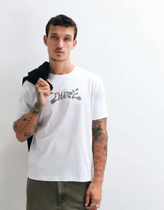 Dime fingerprint logo regular fit t-shirt in white