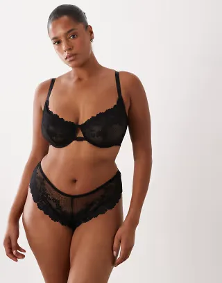 ASOS DESIGN Curve Ruby lingerie set in black