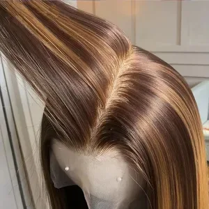 Highlight Ombre Blonde Bone Straight Human Hair Wigs - 13x4/13x6 HD Transparent Lace Frontal - Pre-Plucked Glueless Read