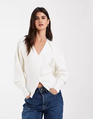 ASOS DESIGN double layer shrug cardi in cream
