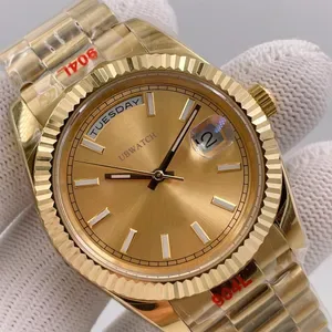 U1 Factory ST9 Men's Sport Watch - 40mm Gold Roman Dial, Mechanical Automatic Movement, 904L Stainless Steel Silver Brac