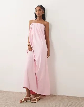 ASOS DESIGN bandeau maxi dress in pink