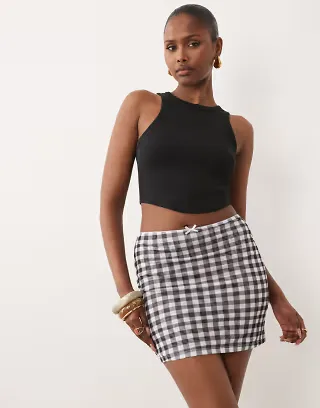 ASOS DESIGN sheer mesh mini skirt in black gingham