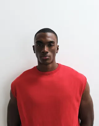 ASOS DESIGN oversized knit crew neck tank in red