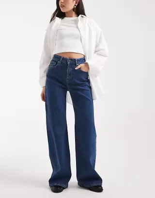 Cotton On curvy stretch wide leg jeans in Gemini blue