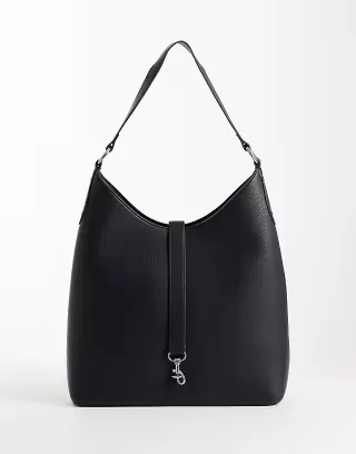 Abercrombie & Fitch faux leather shoulder bag with hardware detail in black