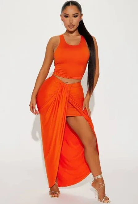 Fashion Nova Sleeveless Cropped Tank Top Maxi Skirt Set