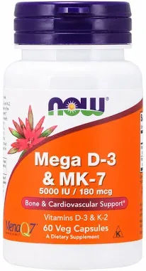 Now Mega D-3 & MK-7 60 Capsules