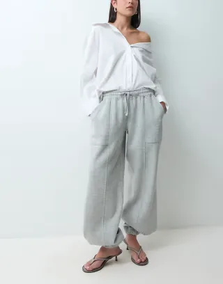 ASOS DESIGN piping detail cuffed sweatpants in gray heather