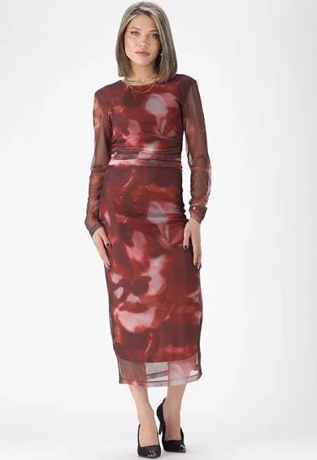 JULES PRINTED BODYCON MESH DRESS