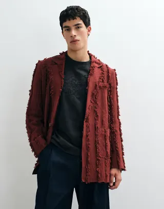 Reclaimed Vintage Limited Edition oversized suit jacket set in russet with fraying