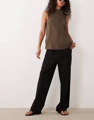 ASOS DESIGN slim straight pants in black
