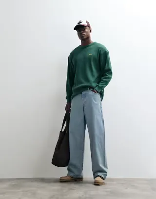 BLKVIS cursive logo waffle knit long sleeve t-shirt in green