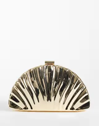 True Decadence textured hard clutch purse in gold