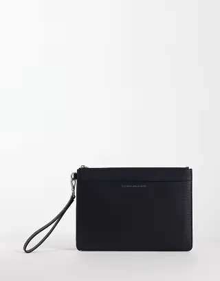Tommy Hilfiger Saffiano business pouch in black