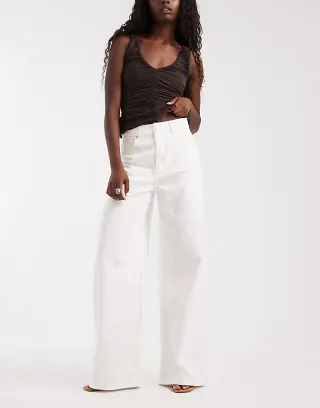 ASOS DESIGN baggy dad jeans in white