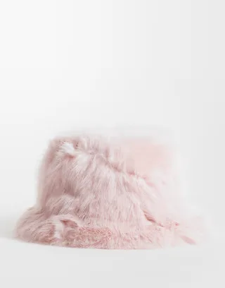 Kiwi & Co faux fur bucket hat in pink