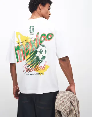 ASOS DESIGN oversized tee with FIFA World cup Mexico print in white