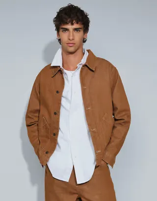 ASOS DESIGN denim trucker jacket in brown - part of a set